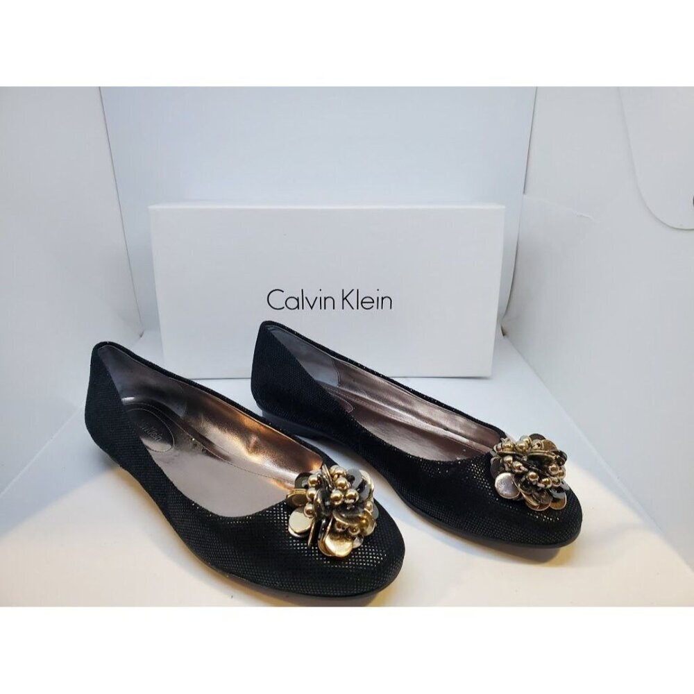 Calvin Klein Nib Women's Maxee Textured Suede Slinky Ballet Flats